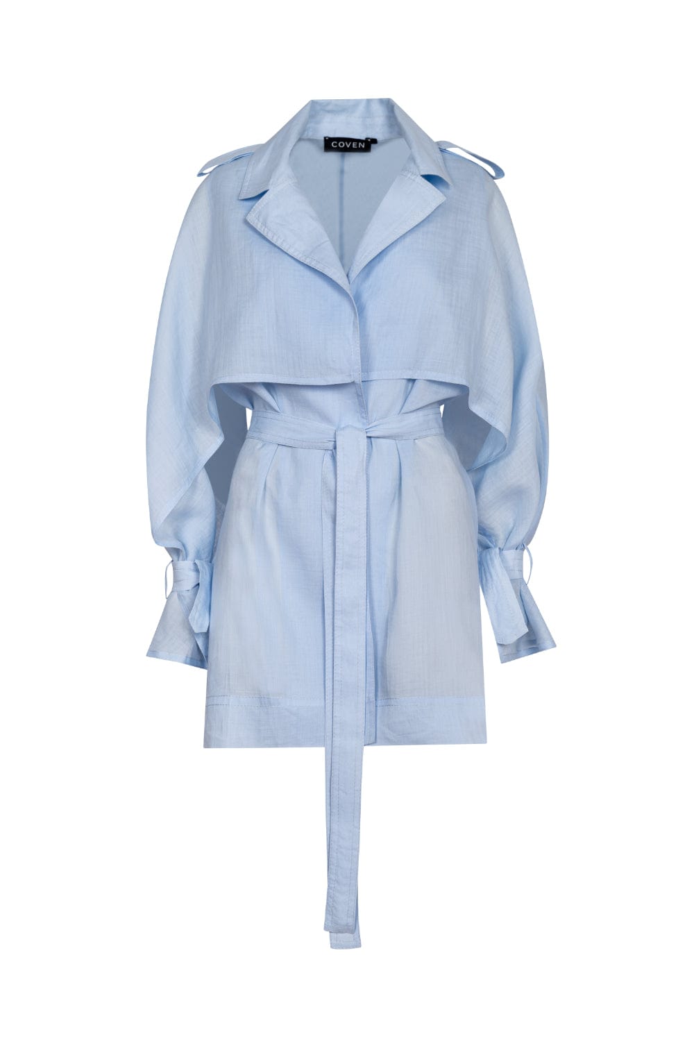 Coven - Casaco Curto Manga Longa Sobreposta em Rami Azul Claro