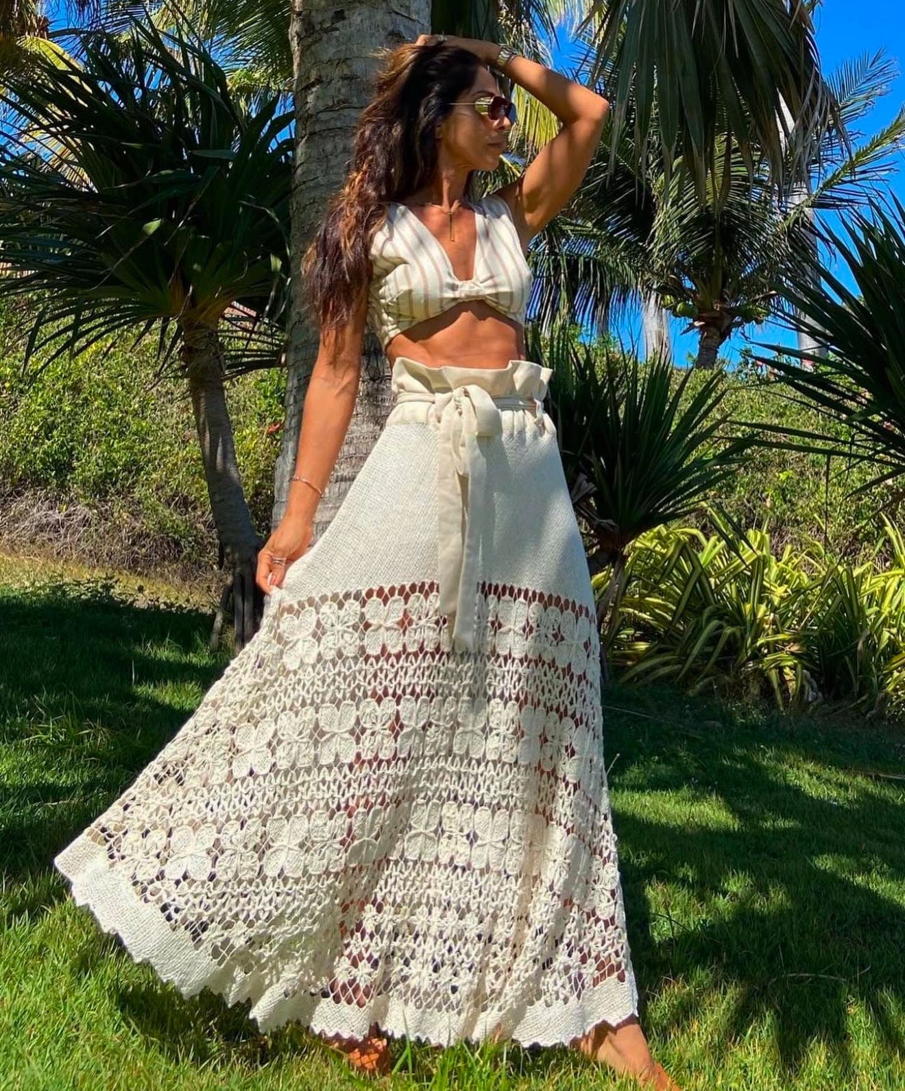 Club - Saia Longa Crochet Filé