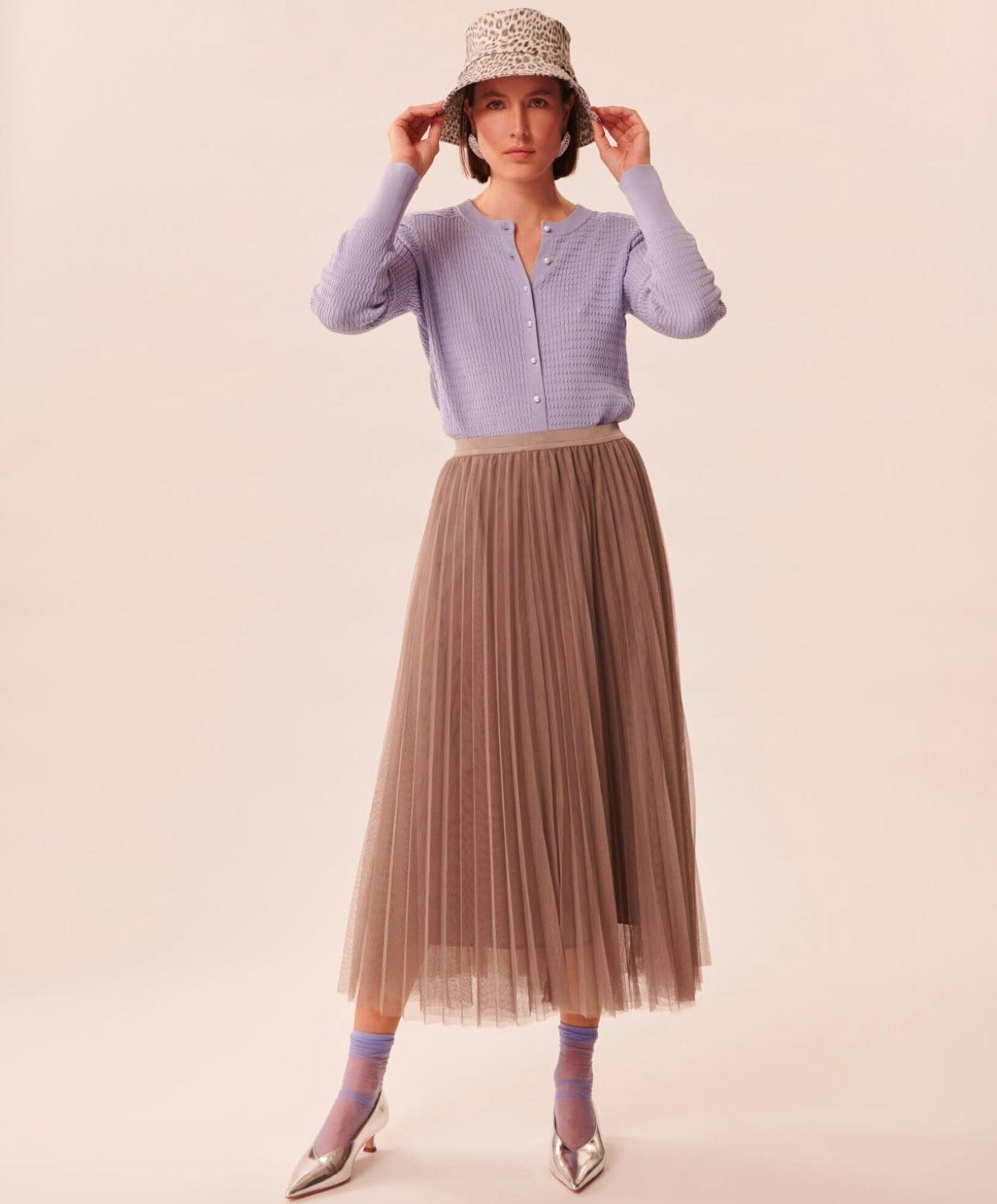 Tara Jarmon Paris - Saia Midi Tule Plissada Juillet Fendi