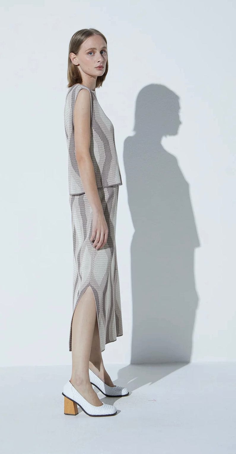 Viviane furrier - Saia Midi Lápis em Tricot Mosaico