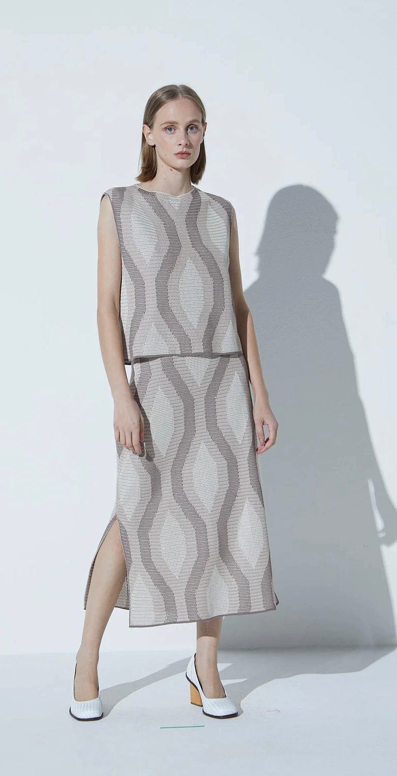 Viviane furrier - Saia Midi Lápis em Tricot Mosaico