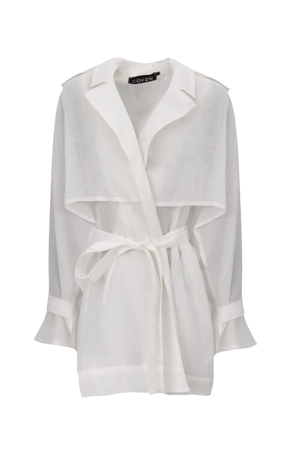 Coven - Casaco Curto Manga Curta Sobreposta em Rami Branco