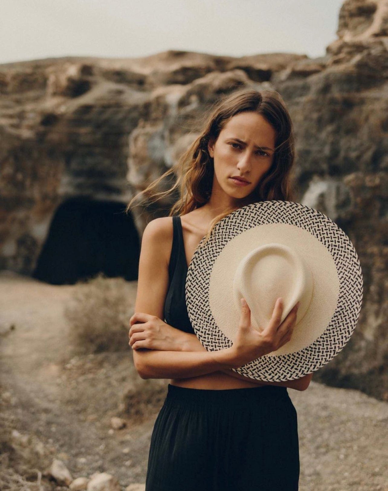 Van Palma - Chapéu de Palha Natural Delia Natural/Preto