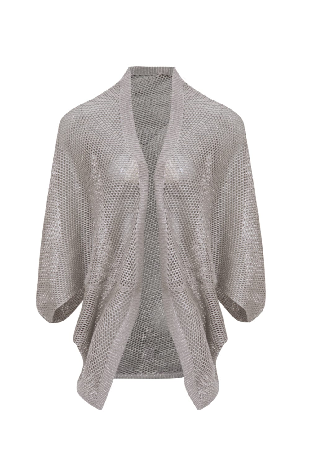 Viviane Furrier - Cardigan Casulo em Tela Tricot Lurex Prata