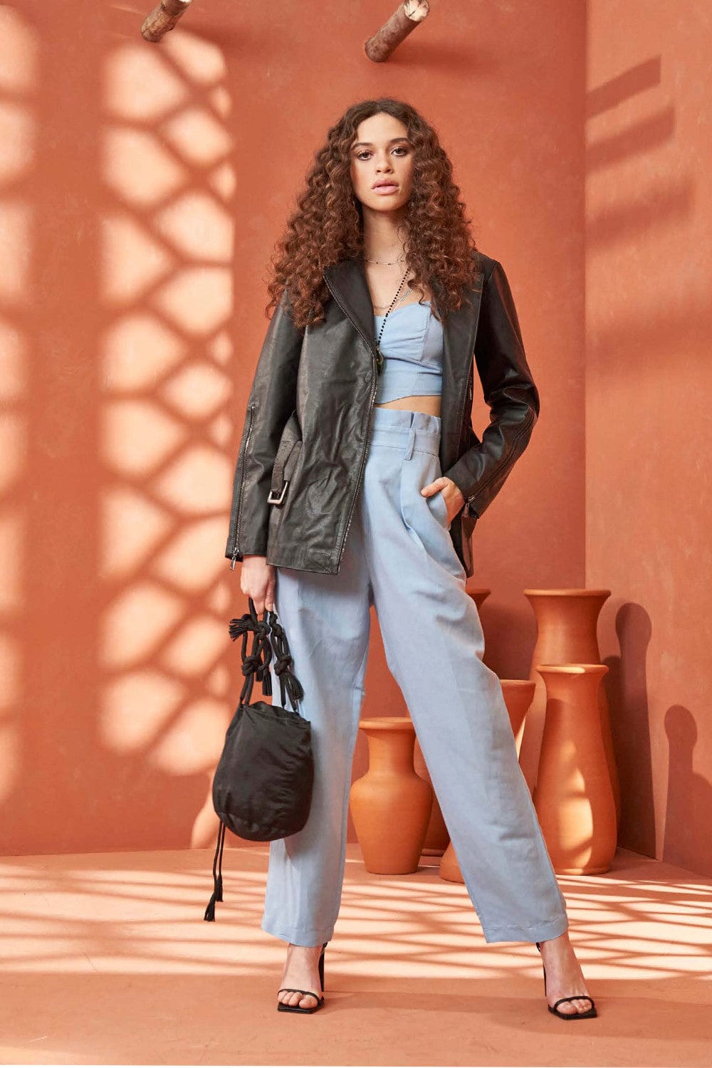 L'Cecci - Calça Viscolinho Camille Azul Claro