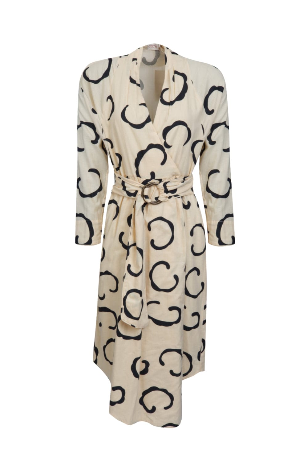 Caché - Vestido Midi Manga Longa Odete Off White e Preto