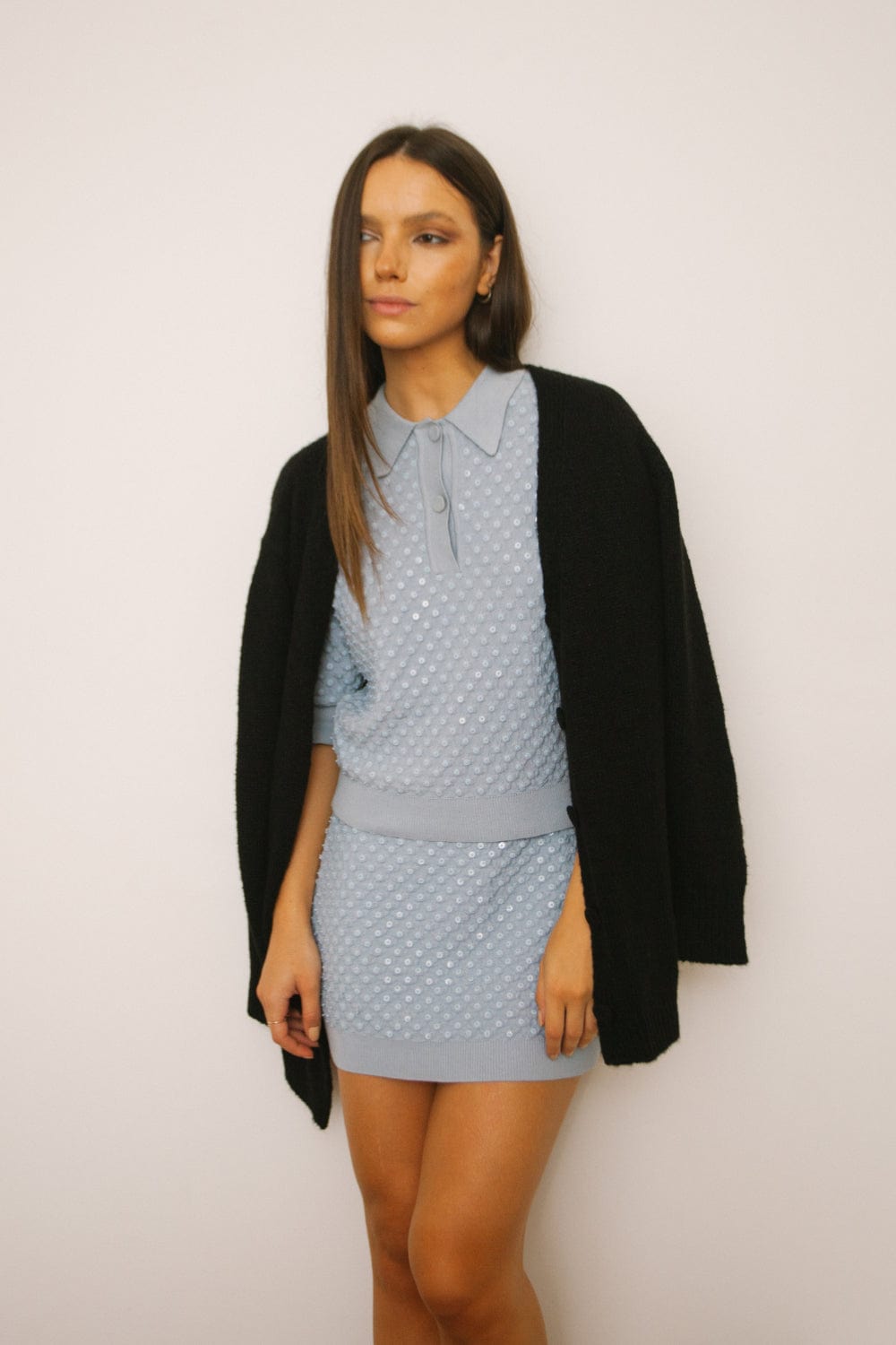 Coven - Blusa Manga Curta Poá Paetês