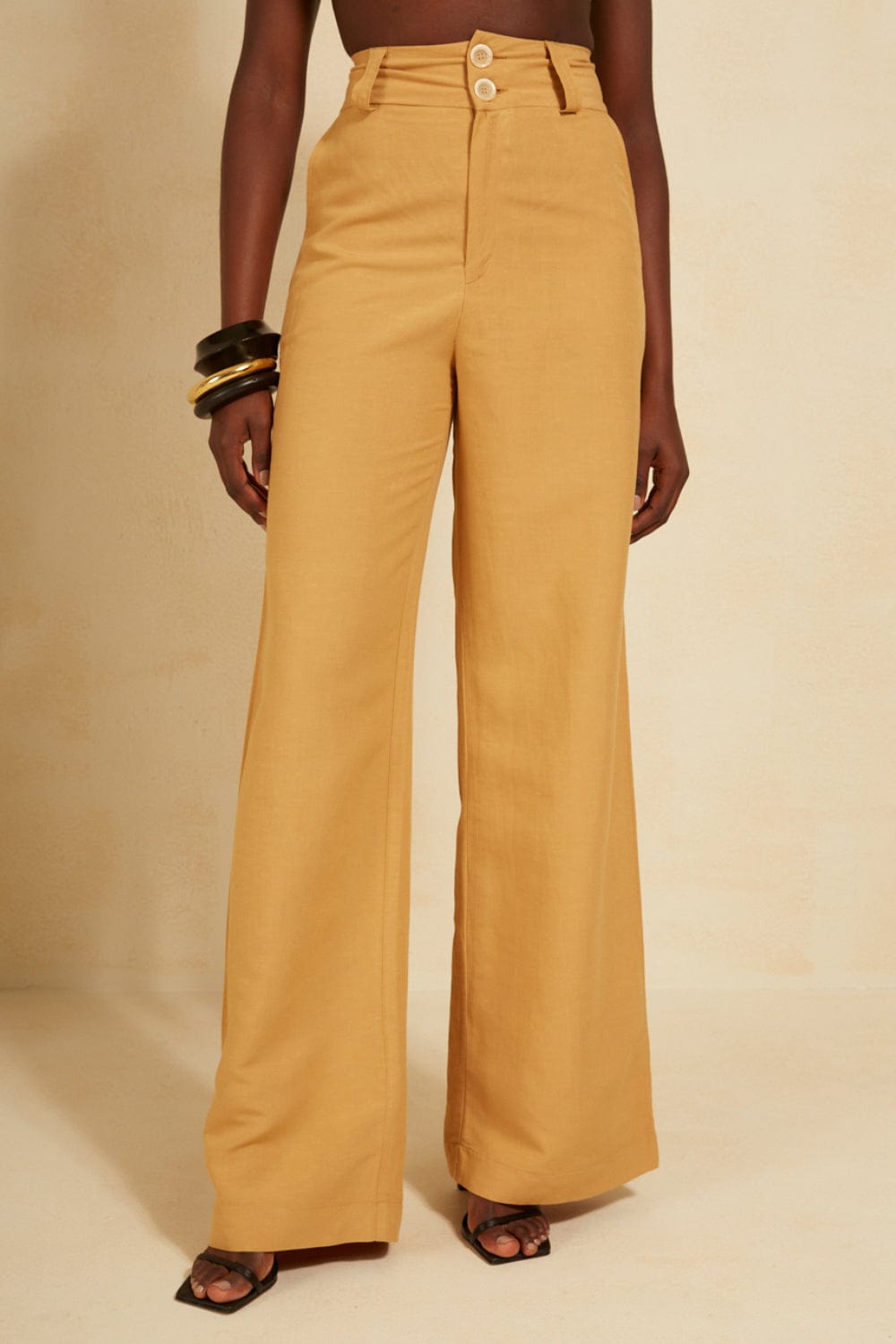 L'Cecci - Calça Alfaiataria Viscolinho Bege