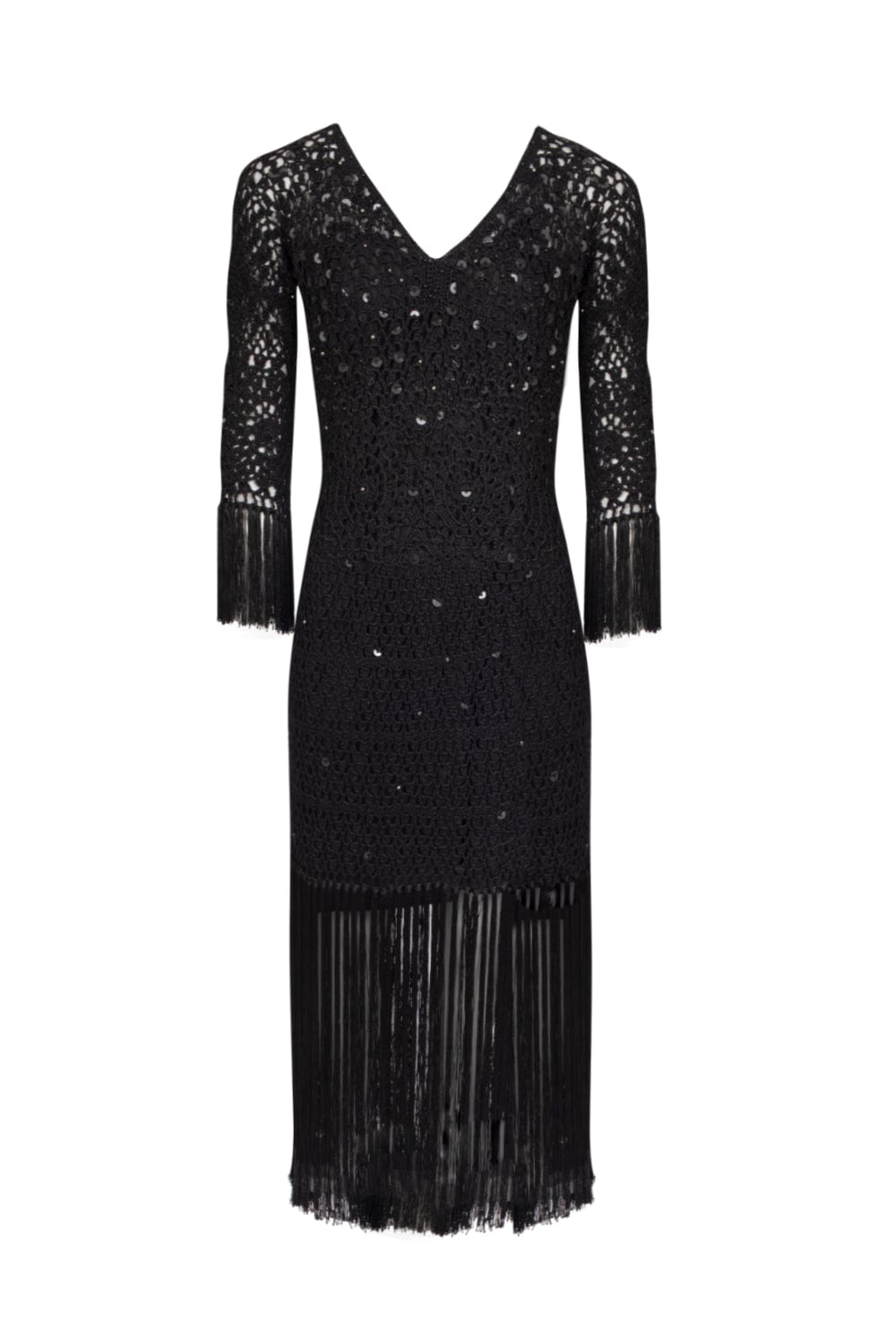 Denise Valadares - Vestido Longo Crochetado Preto