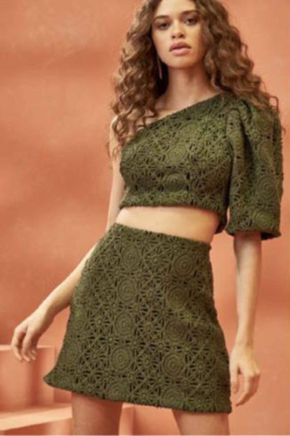 L'Cecci - Blusa Cropped Renda Verde