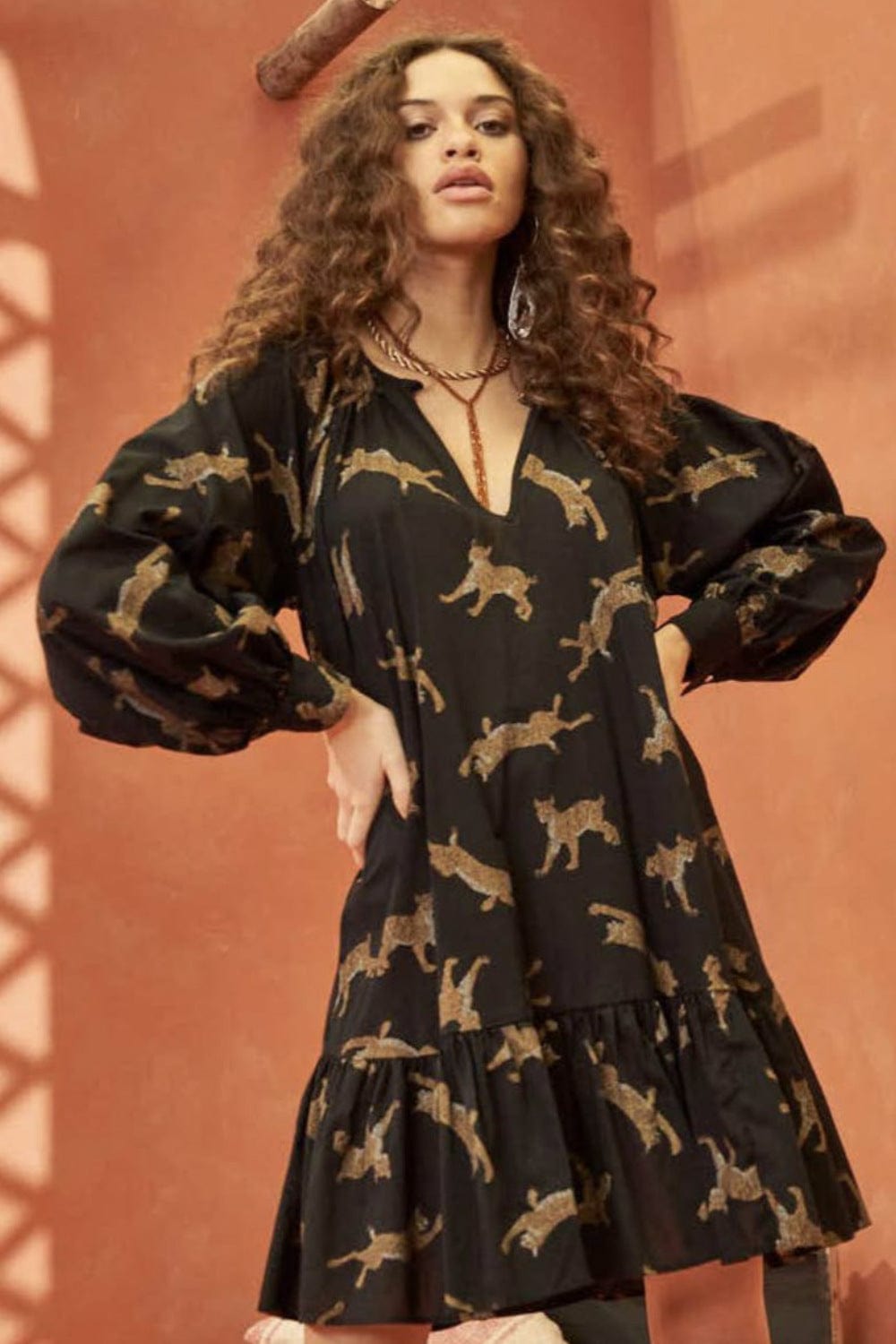 L'Cecci - Vestido Curto Amplo Jacquard