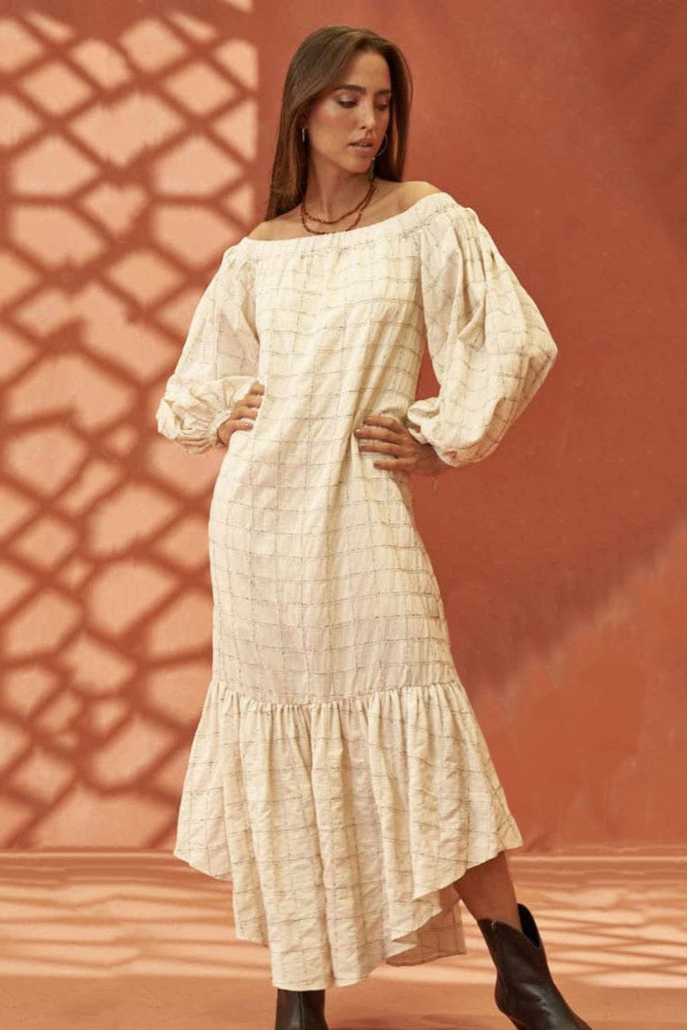 L'Cecci - Vestido Midi Amplo Xadrez