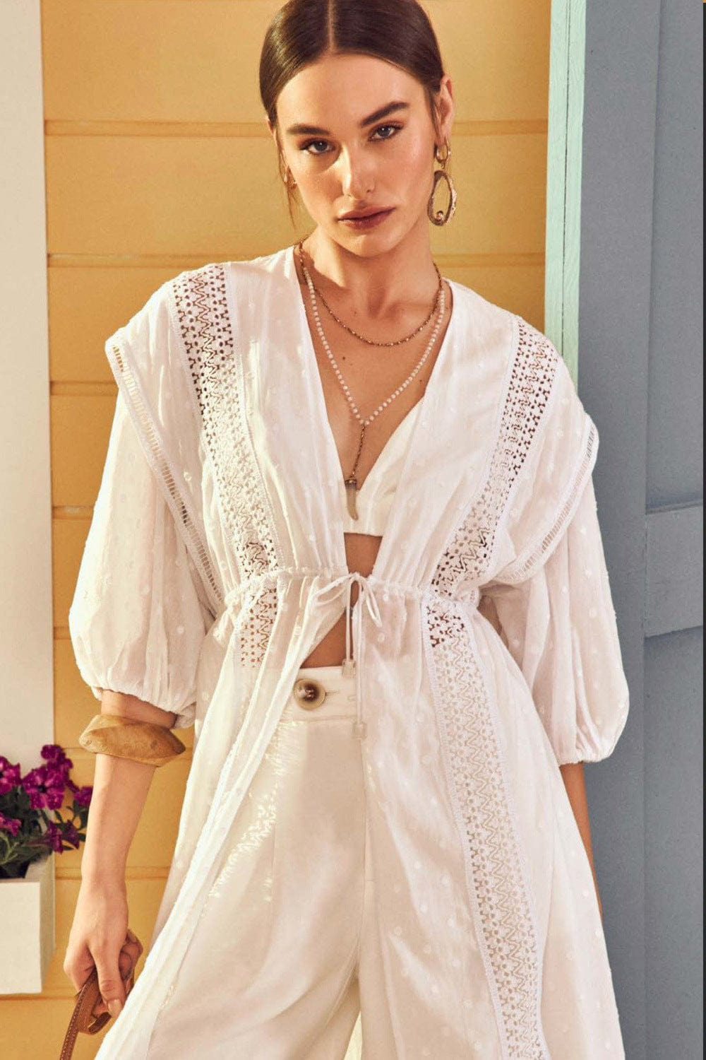 L'Cecci - Cardigan Longo Off White