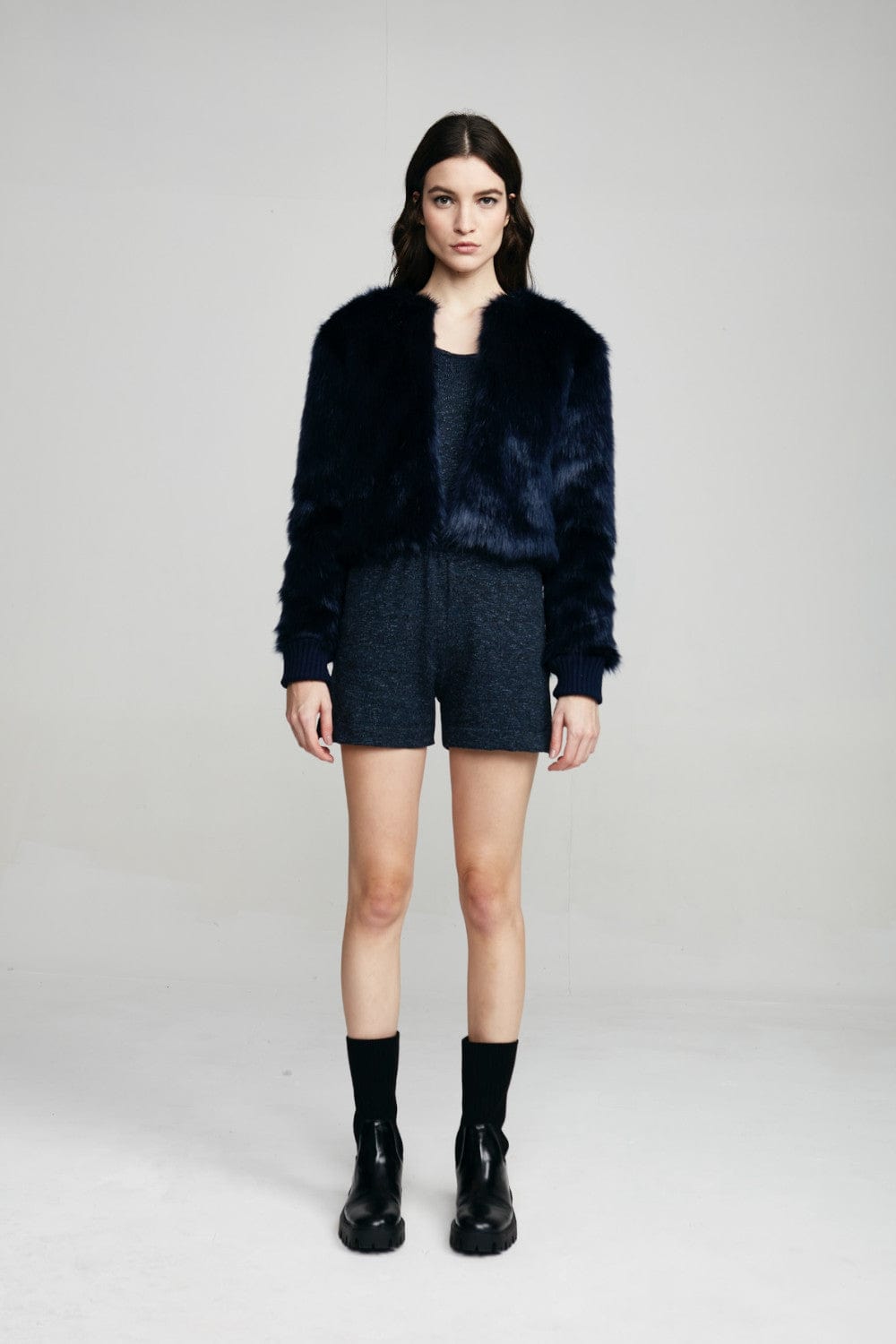 Viviane Furrier - Casaco Sintético Azul Marinho