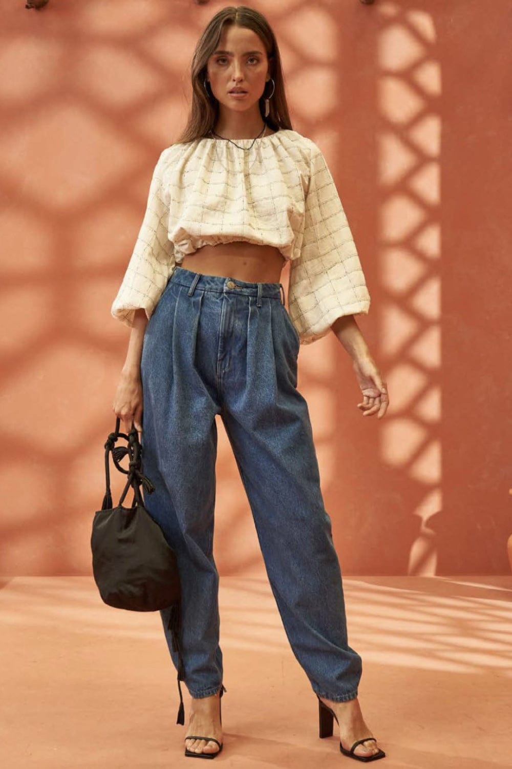 L'Cecci - Blusa Cropped Xadrez