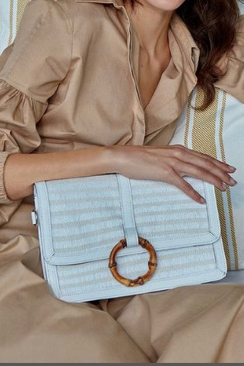 Glorinha Paranaguá - Bolsa Mercedes Palha Listrada Branco