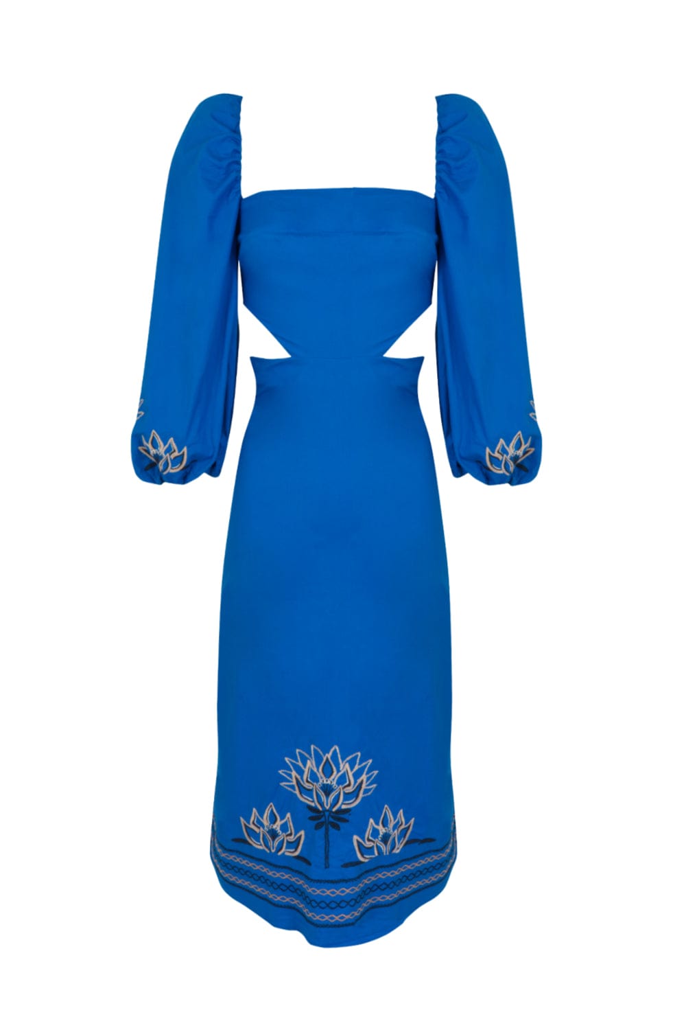 L'Cecci - Vestido Midi Bordado Azul