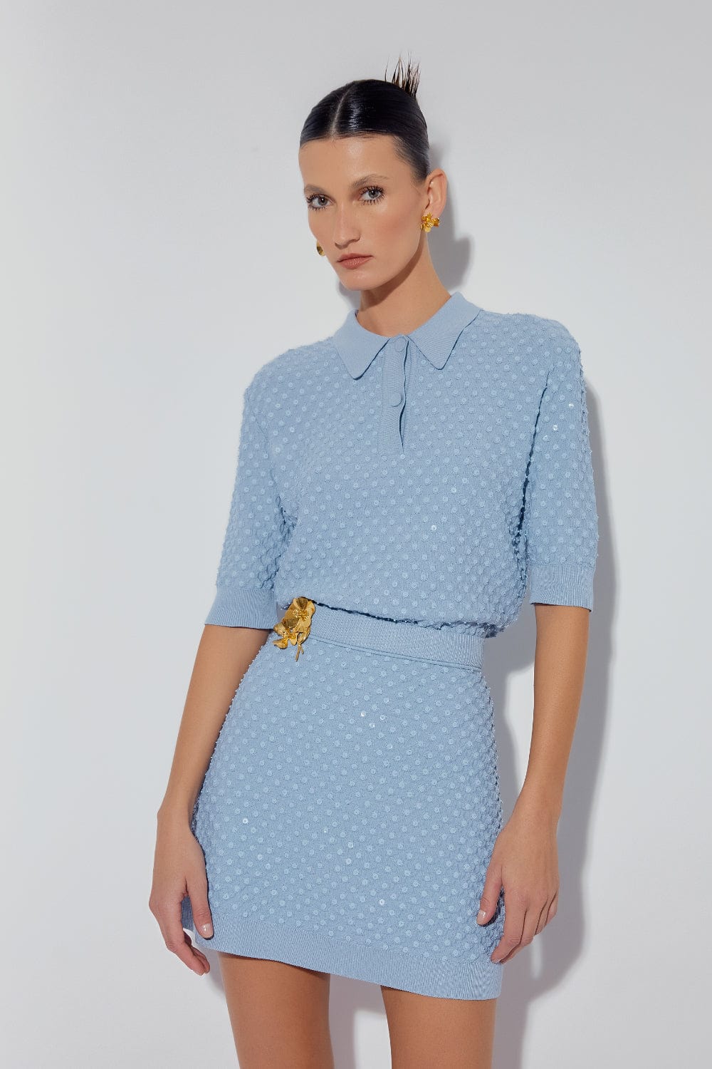 Coven - Blusa Manga Curta Poá Paetês