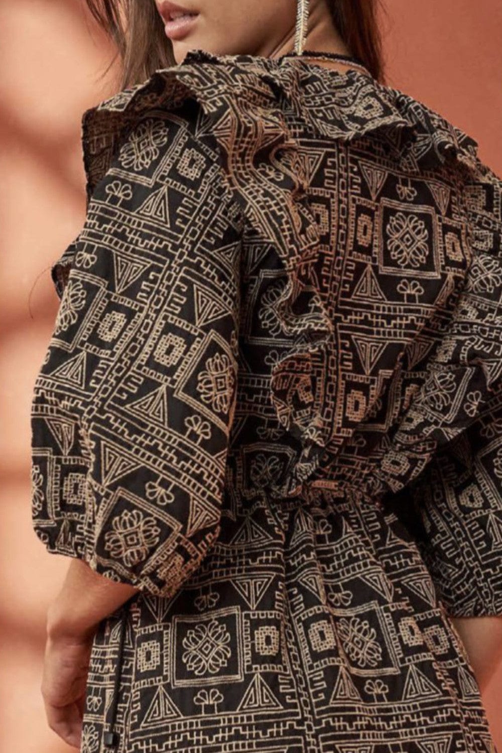 L'Cecci - Vestido Midi Manga 3/4 Bordado