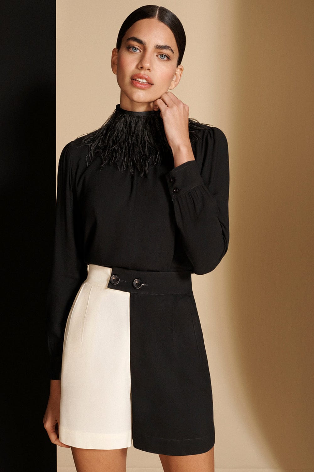 Cholet - Blusa Manga Longa Crepe de Viscose Preto