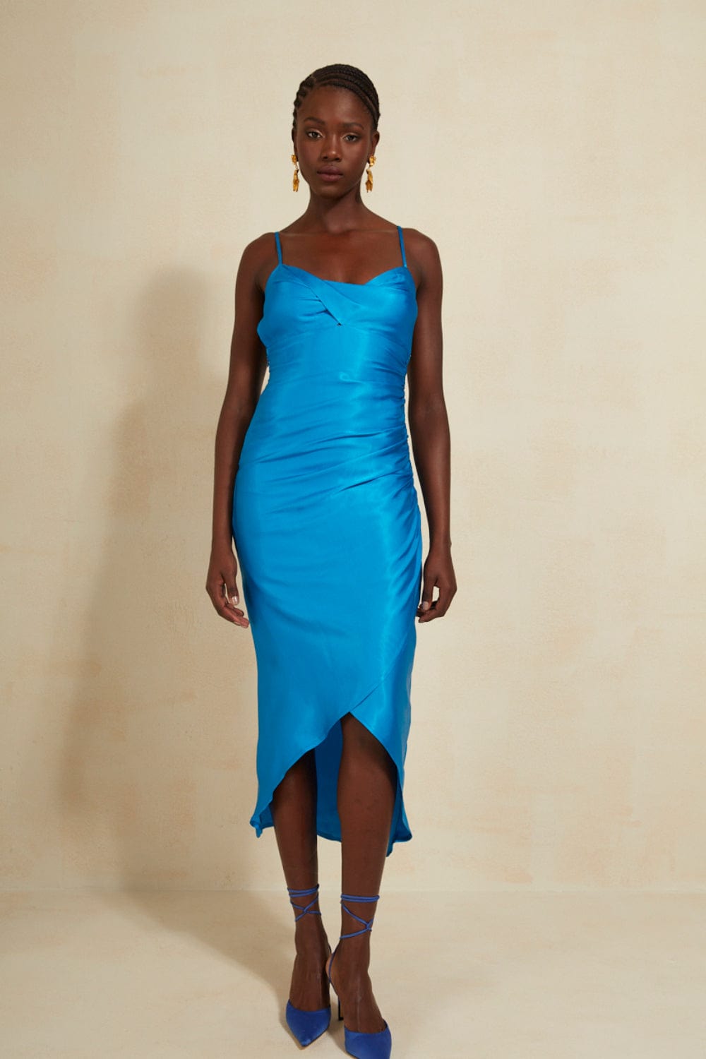 L'Cecci - Vestido Midi Alça Fina Azul