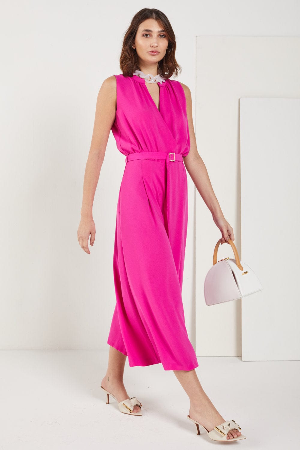 Access - Macacão Pantacourt com Cinto Pink