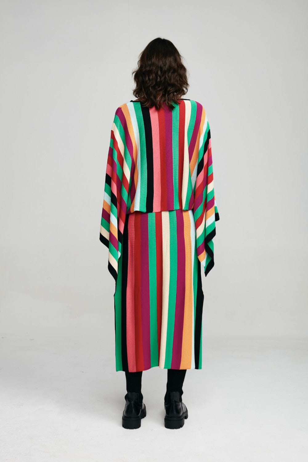 Viviane Furrier - Saia Midi em Tricot Listras Multicolor