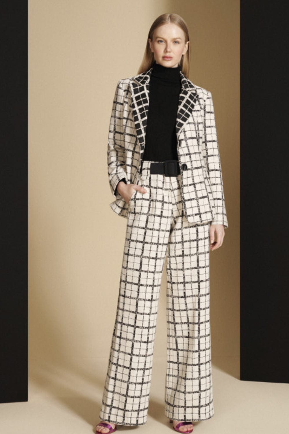 Cholet - Calça Reta Jacquard Xadrez