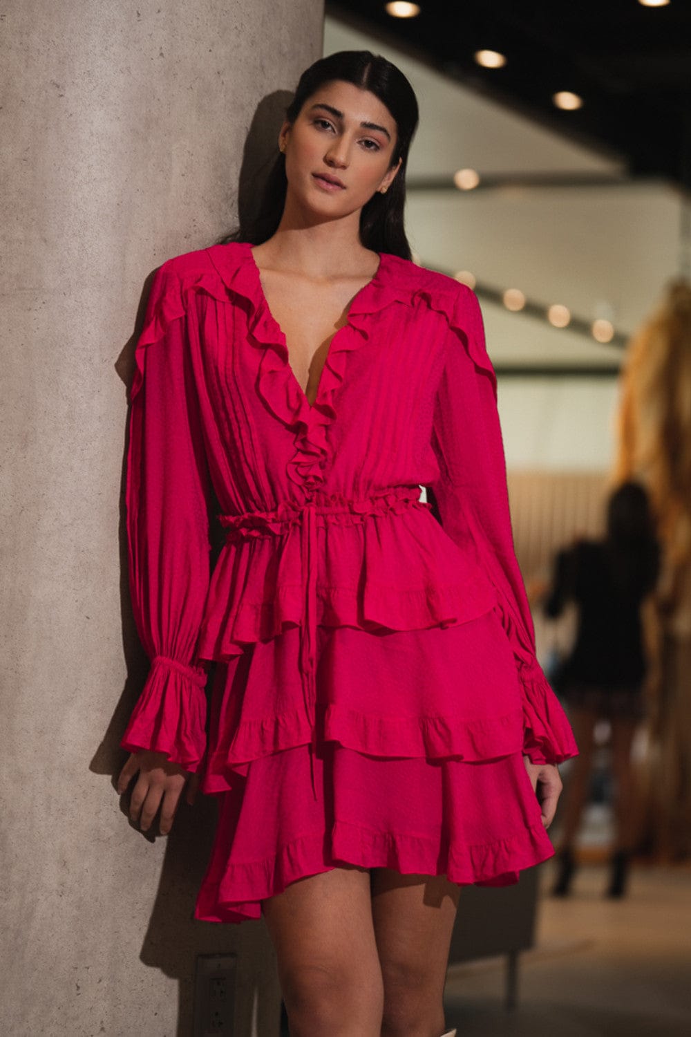 Coolrated - Vestido Curto Babados Rosa