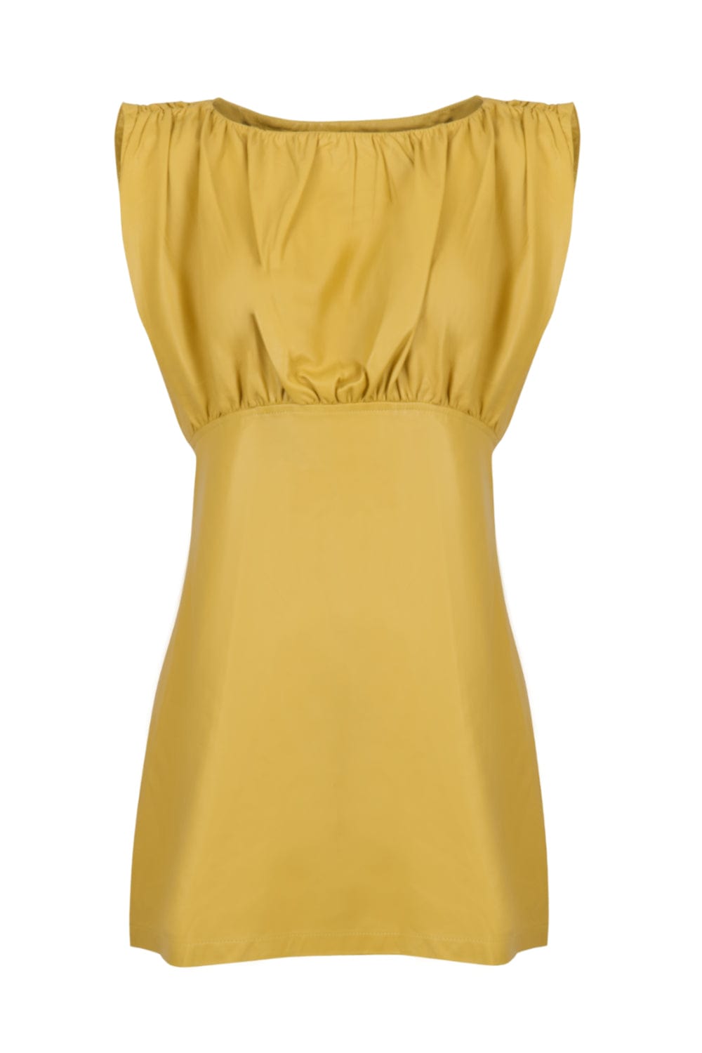 M Leal - Vestido Mini Bluse Couro Amarelo