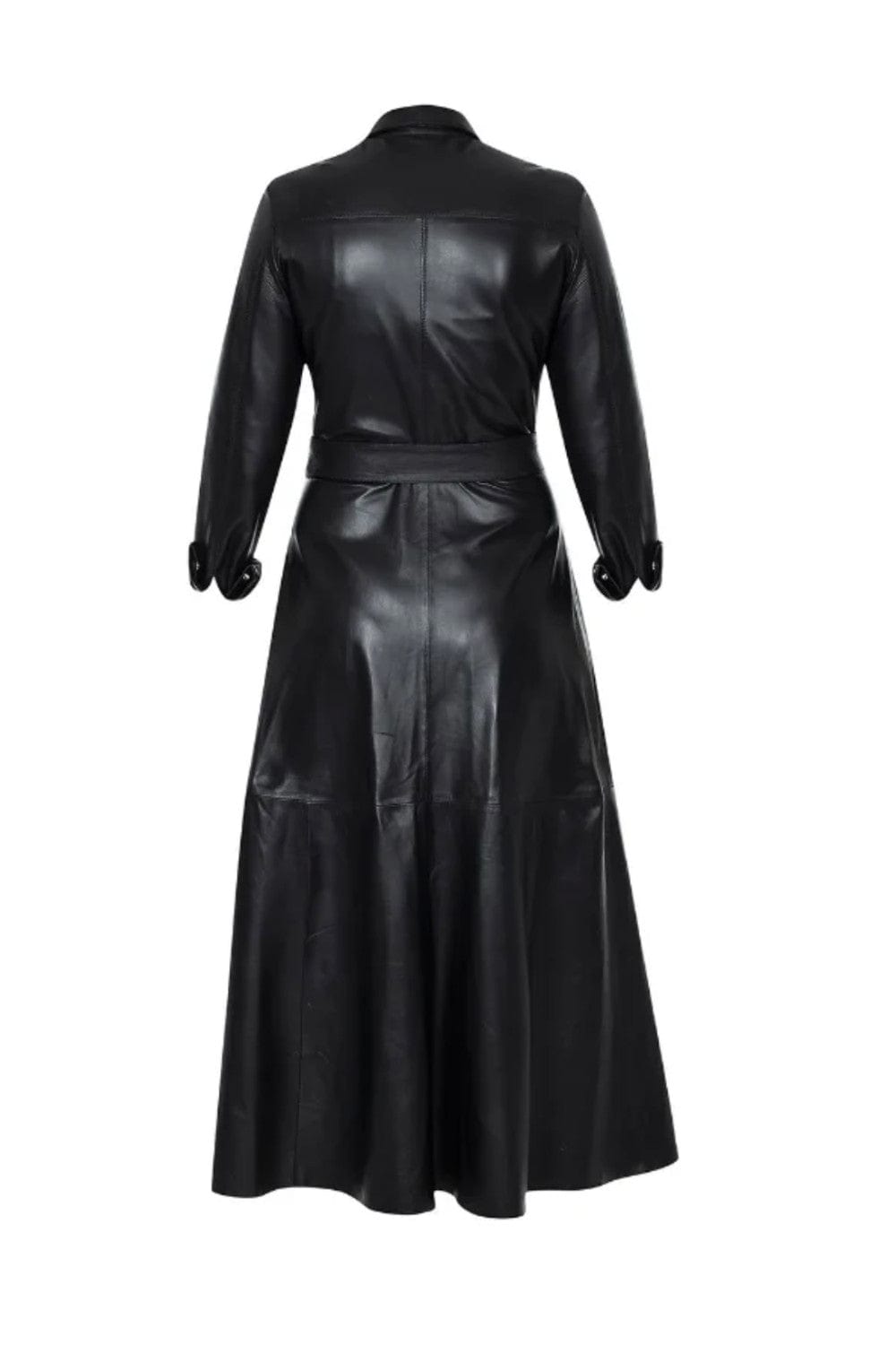 M Leal - Vestido Midi Chemisier Couro Preto