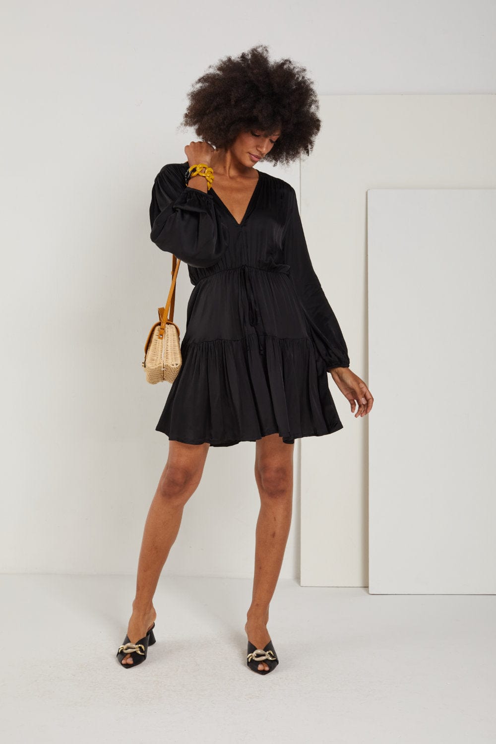 Greek Archaic Kori - Vestido Curto Manga Longa