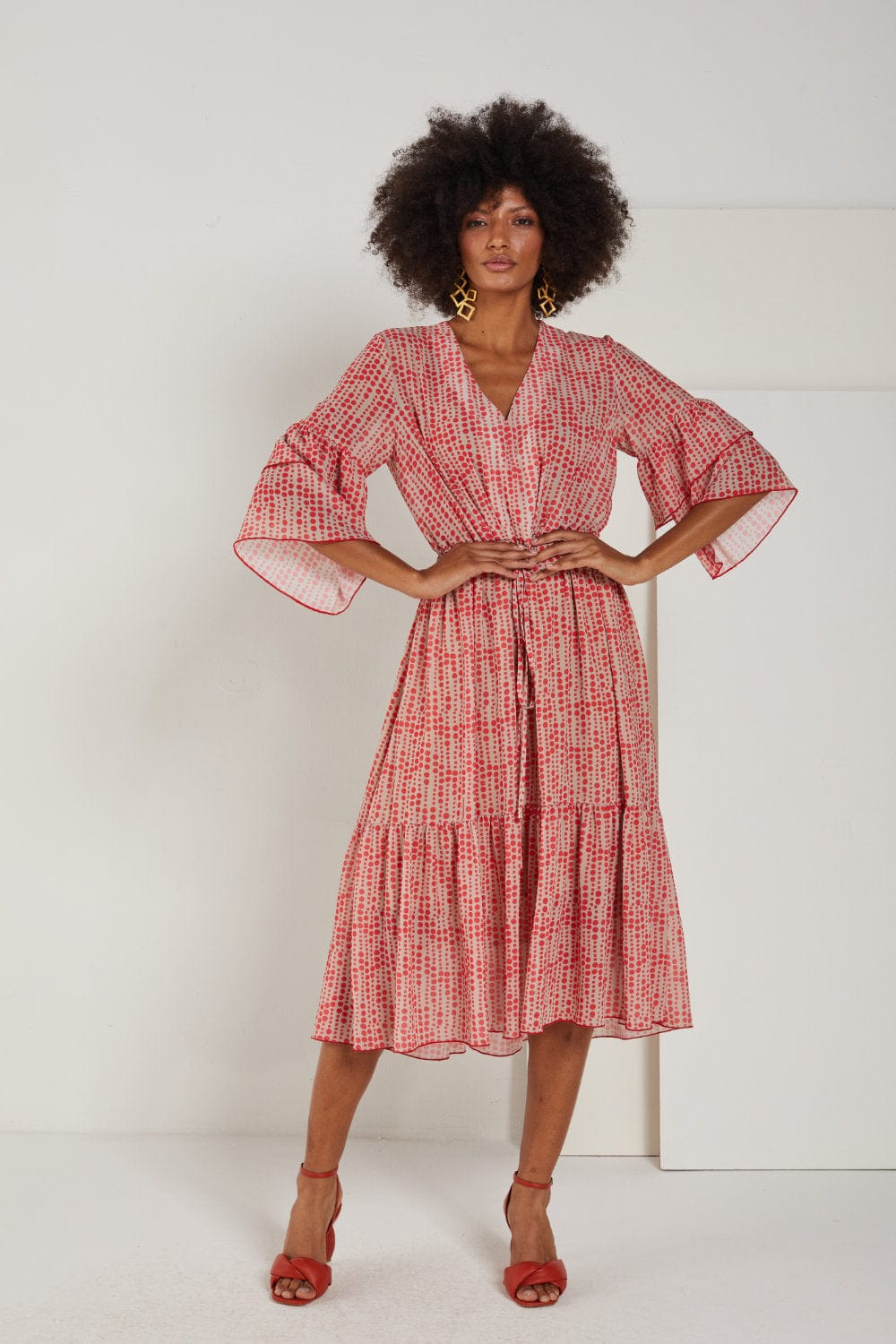 Cristina Barros - Vestido Midi Manga 3/4