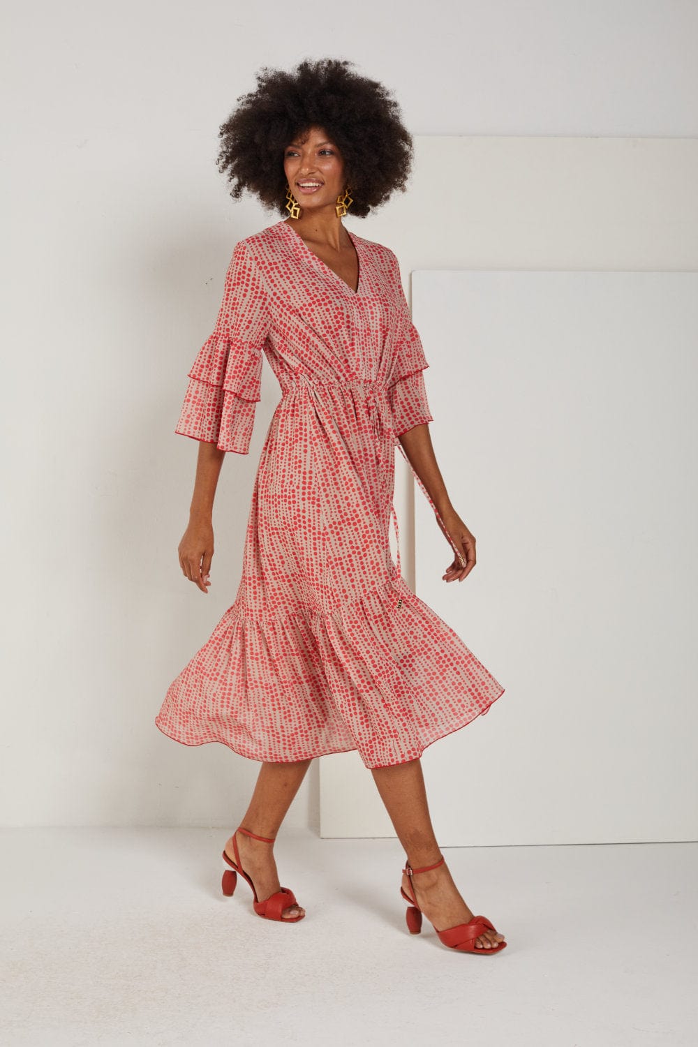 Cristina Barros - Vestido Midi Manga 3/4