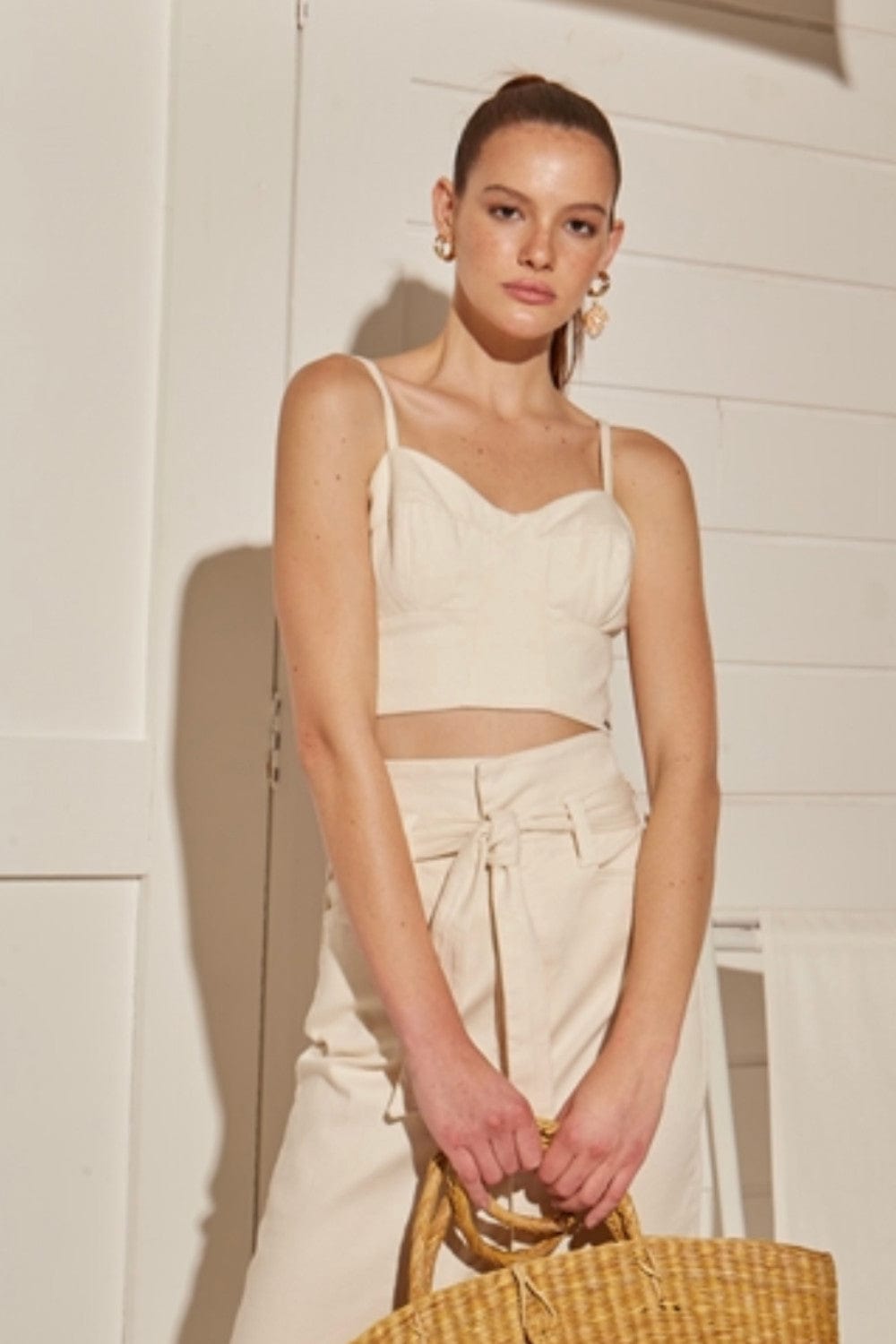 L'Cecci - Blusa Cropped Sarja Off White