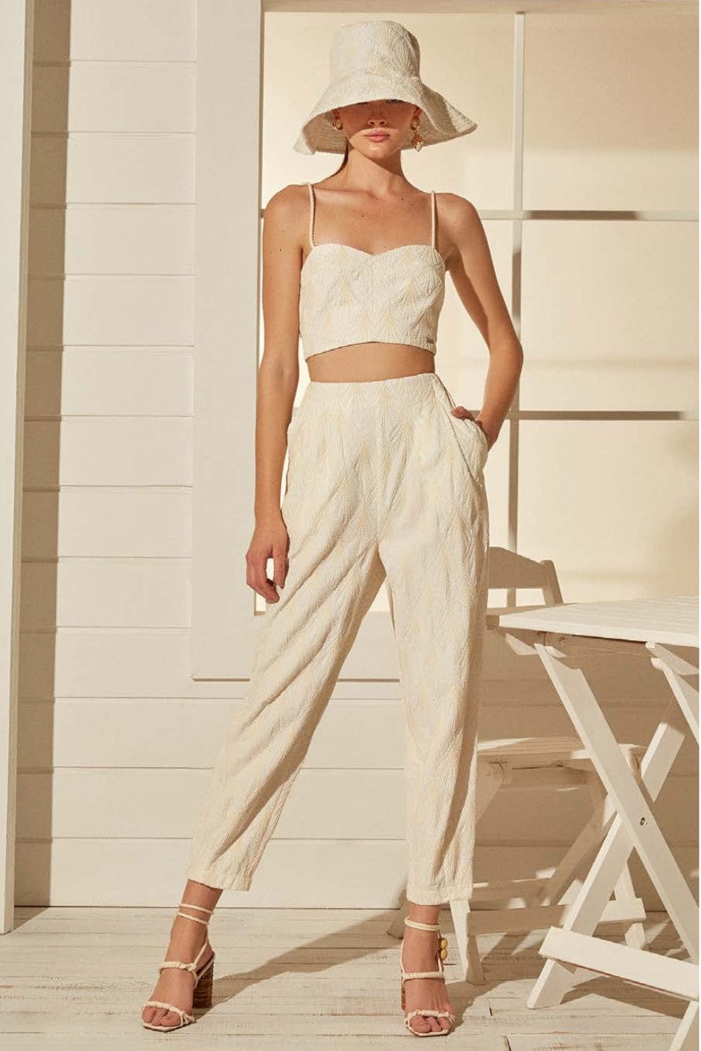 L'Cecci - Calça Viscolinho Bordada Off White