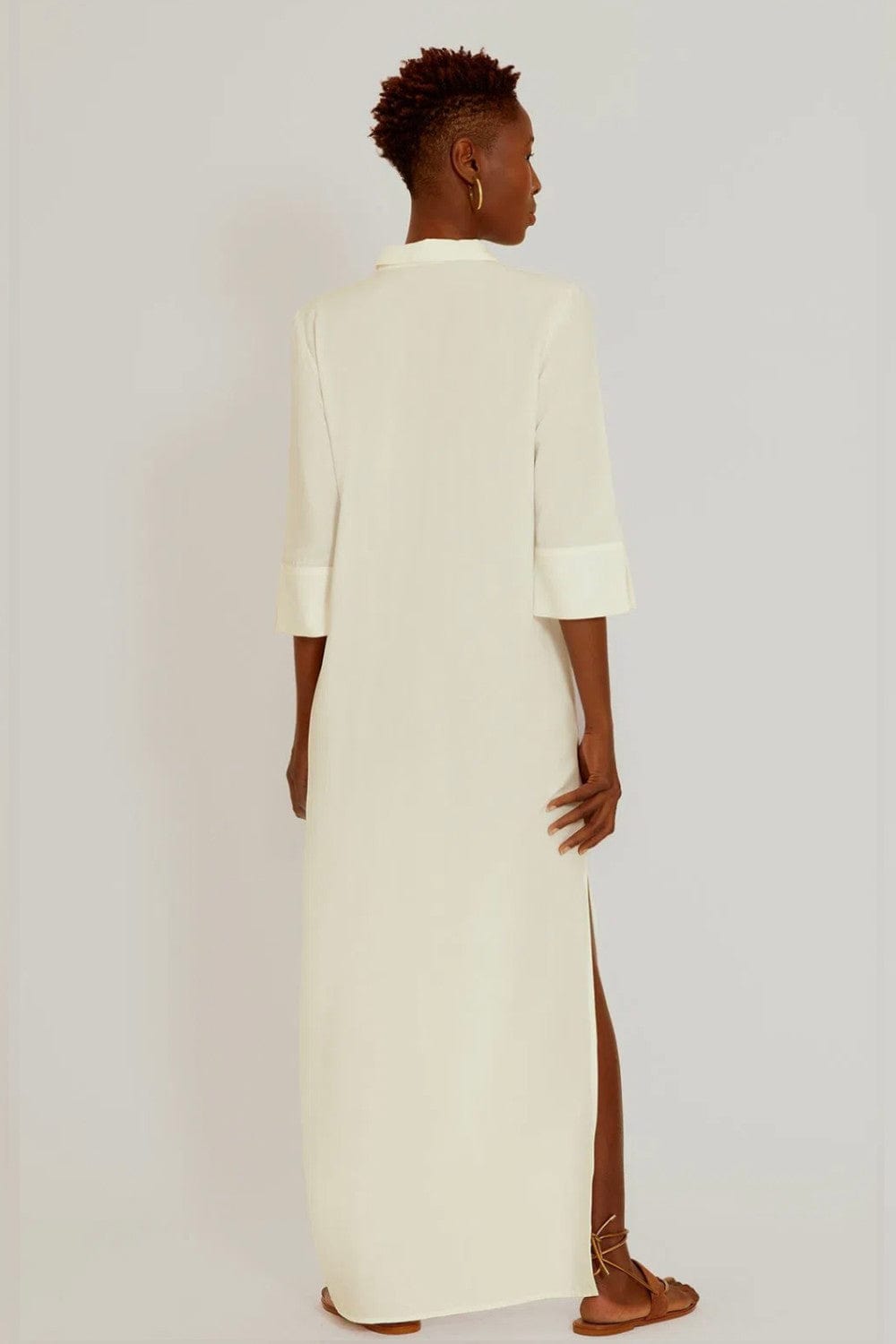 Lenny Niemeyer - Vestido Chemisier Longo Fenda Lateral Branco