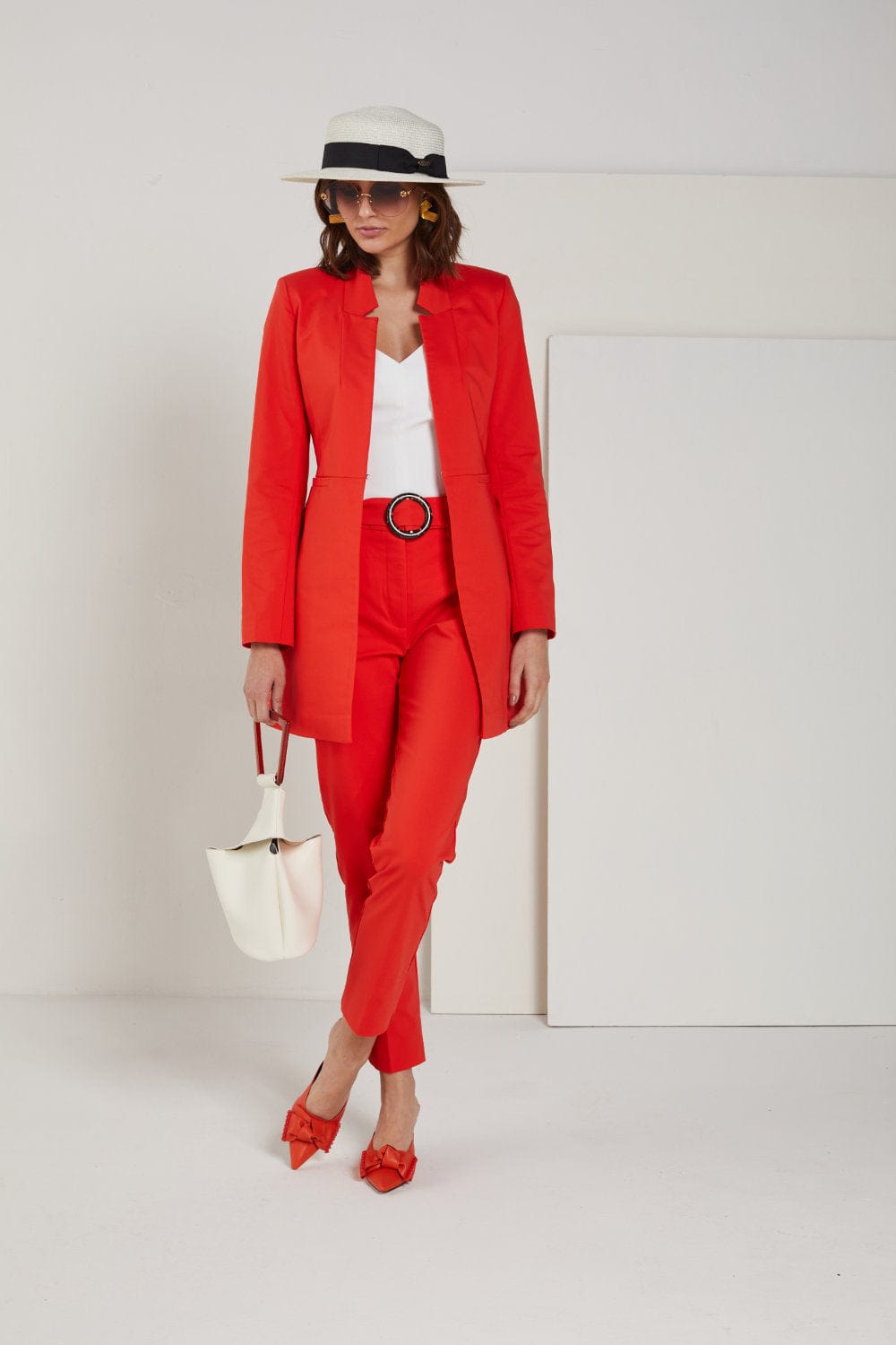 Access - Calça Alfaiataria com Cinto Vermelho