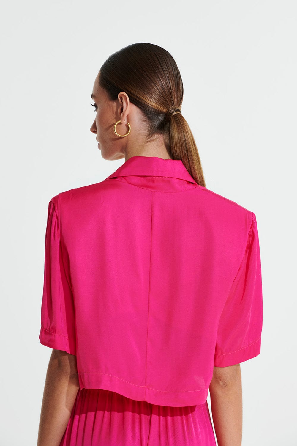 L'Cecci - Camisa Cropped Manga Curta Rosa Pink