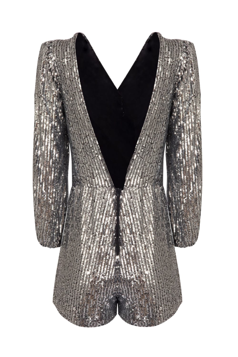 Canal - Macaquinho Paetê Manga Bufante Prata