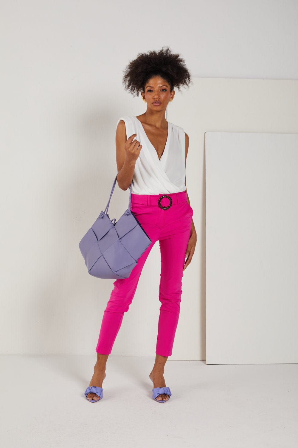 Access - Calça Alfaiataria com Cinto Pink