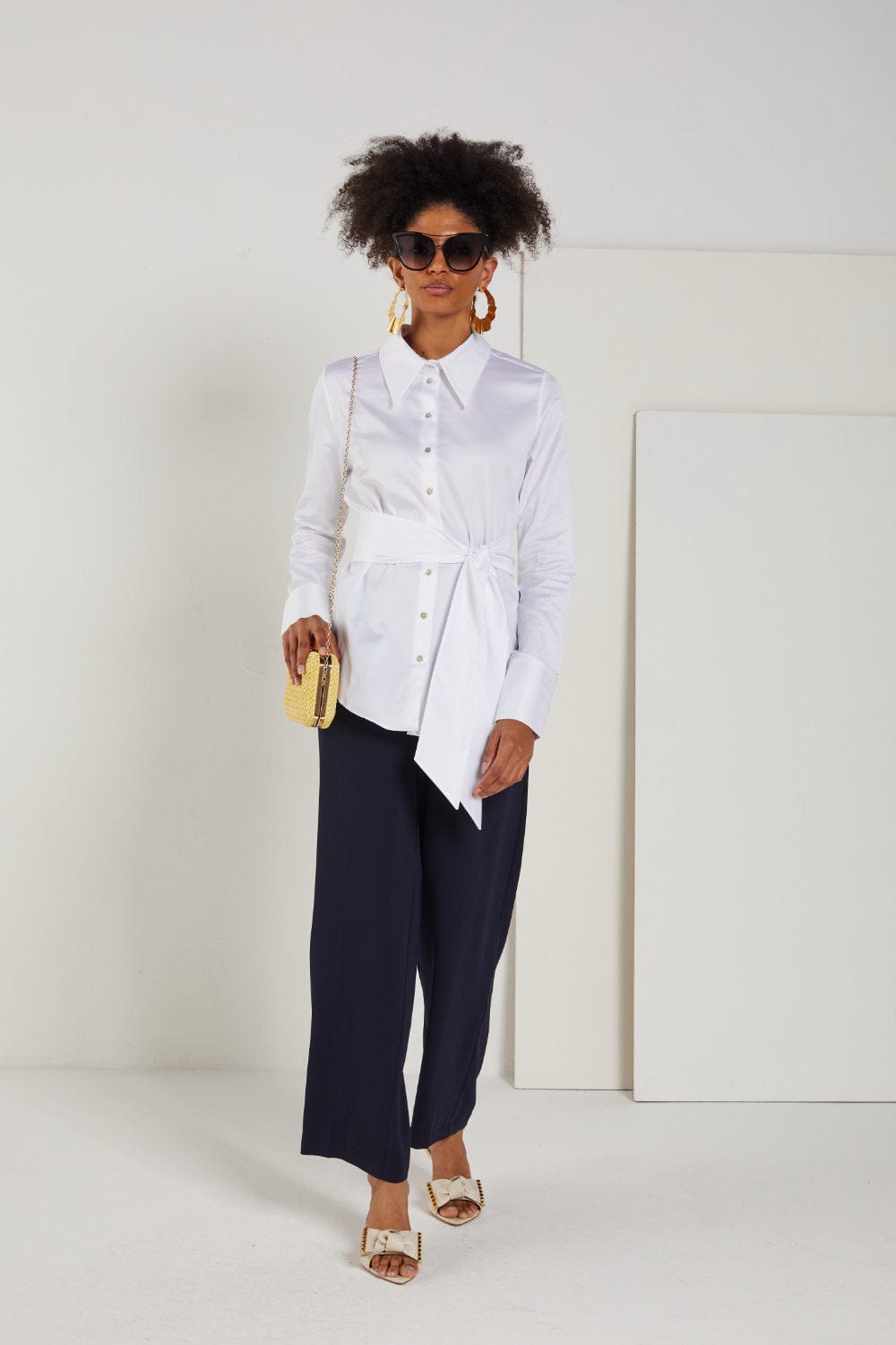 AndTate - Camisa Manga Longa com Faixa Branco