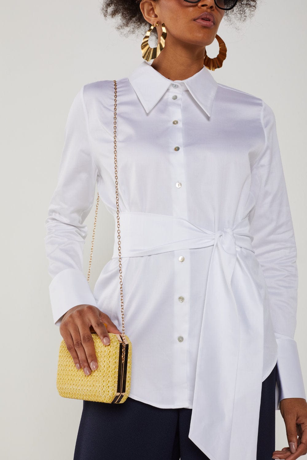 AndTate - Camisa Manga Longa com Faixa Branco