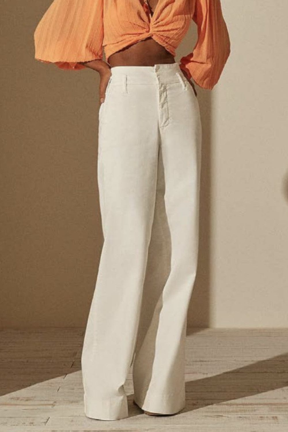 L'Cecci - Calça Sarja Pantalona Off White