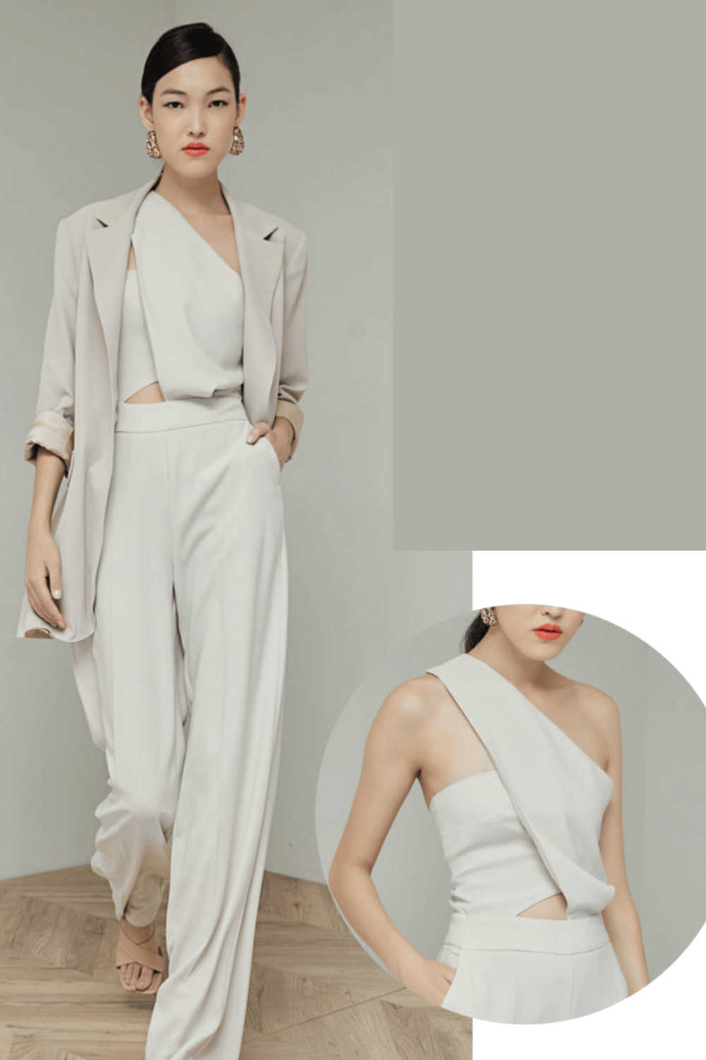 Access - Macacão um Ombro Só Bege