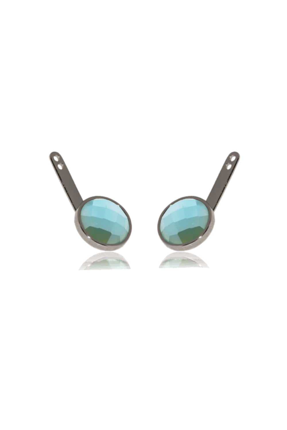 Aimer - Acessório Clássic Para Brinco Àgata Azul Céu Banhado a Ródio Negro