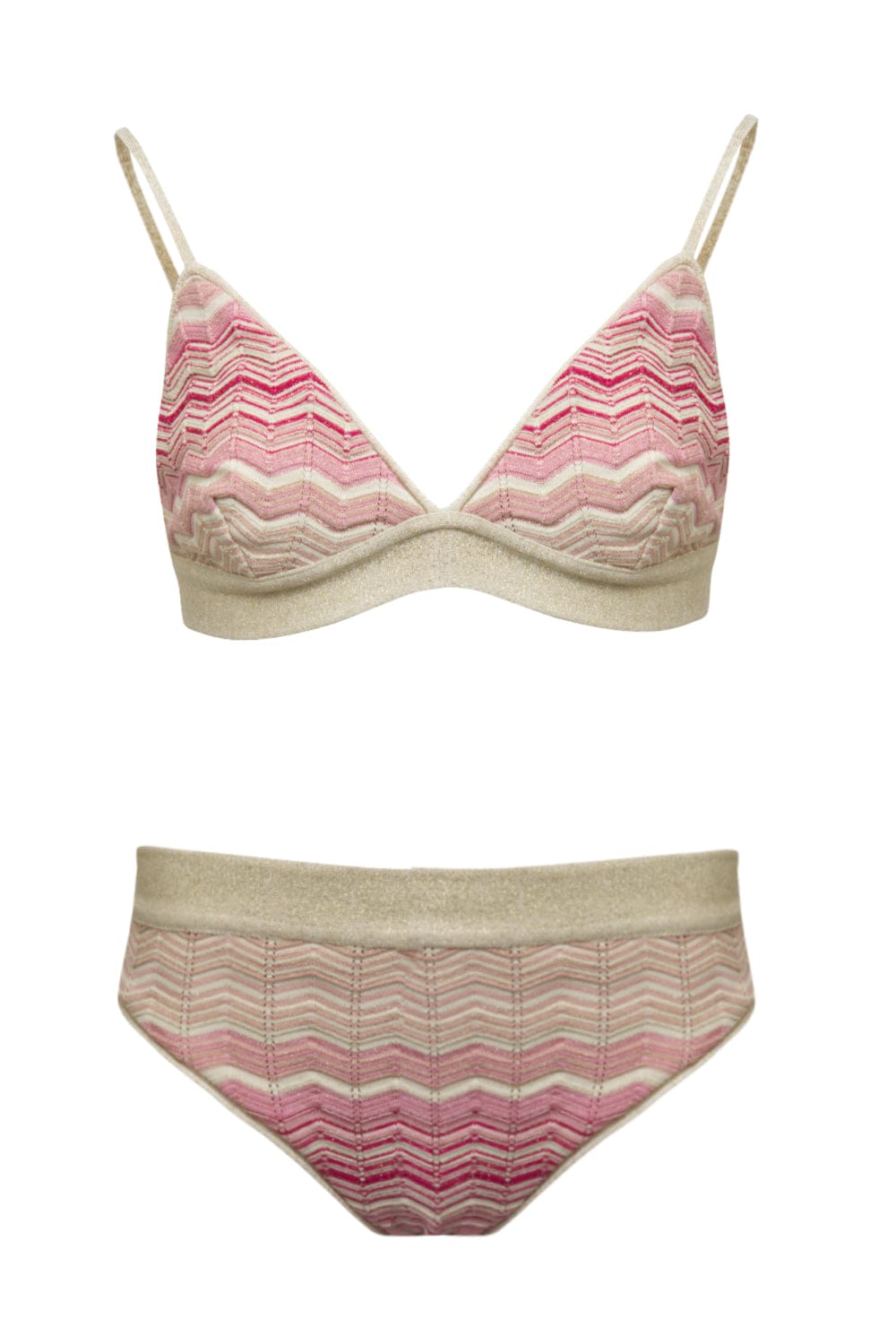 Viviane Furrier - Biquíni em Tricot Jacquard Chevron Rosa