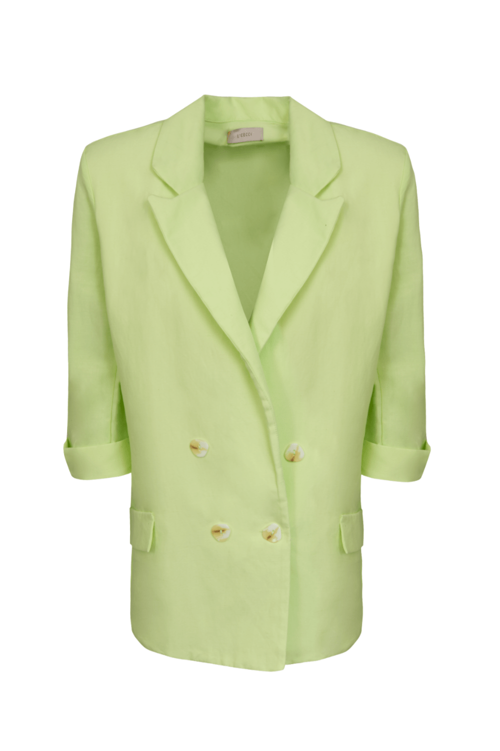 L'Cecci - Blazer Alongado com Lapelas Viscolinho Verde