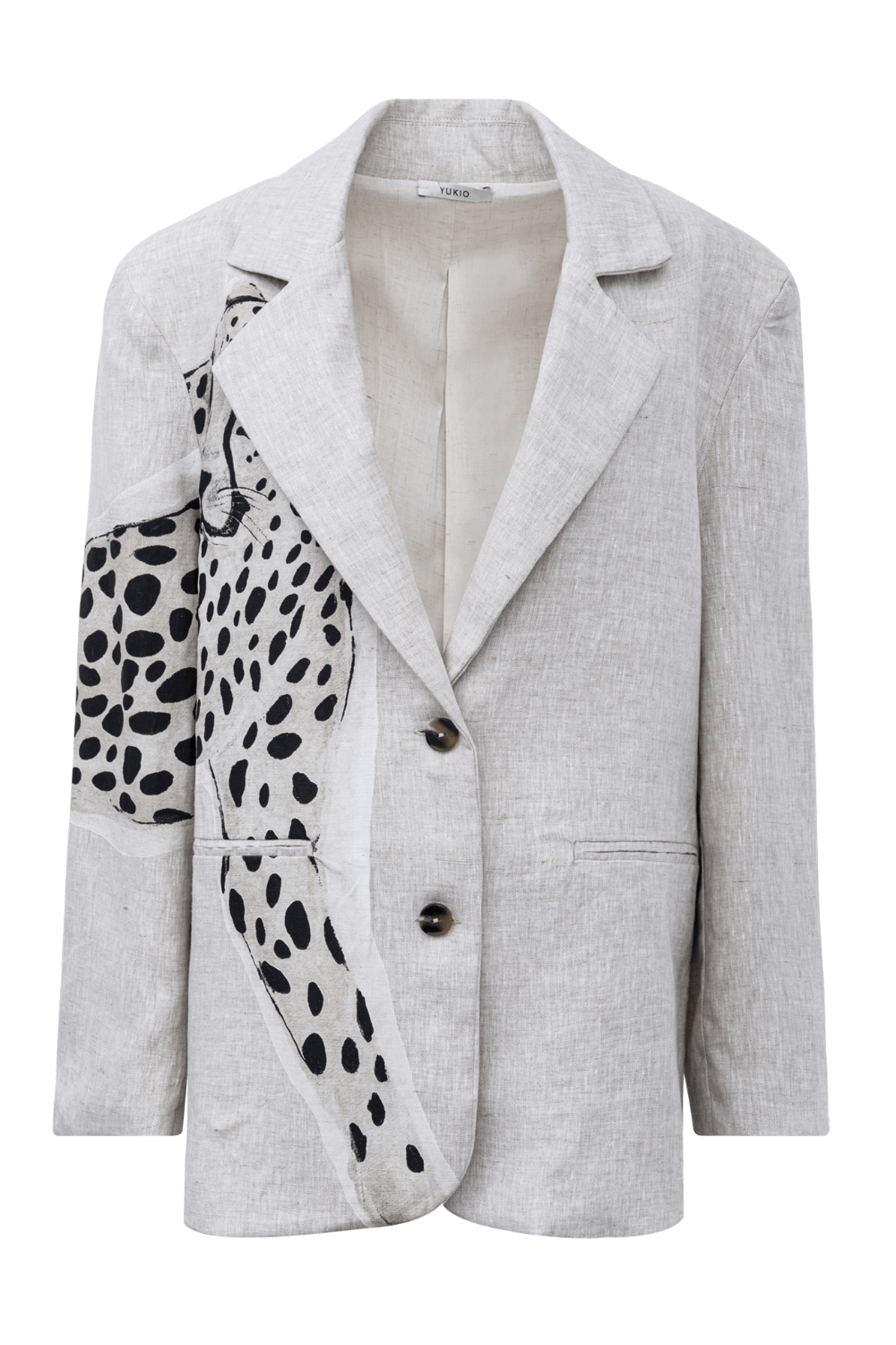 Yukio - Blazer Linho Estampado Ounce Bege