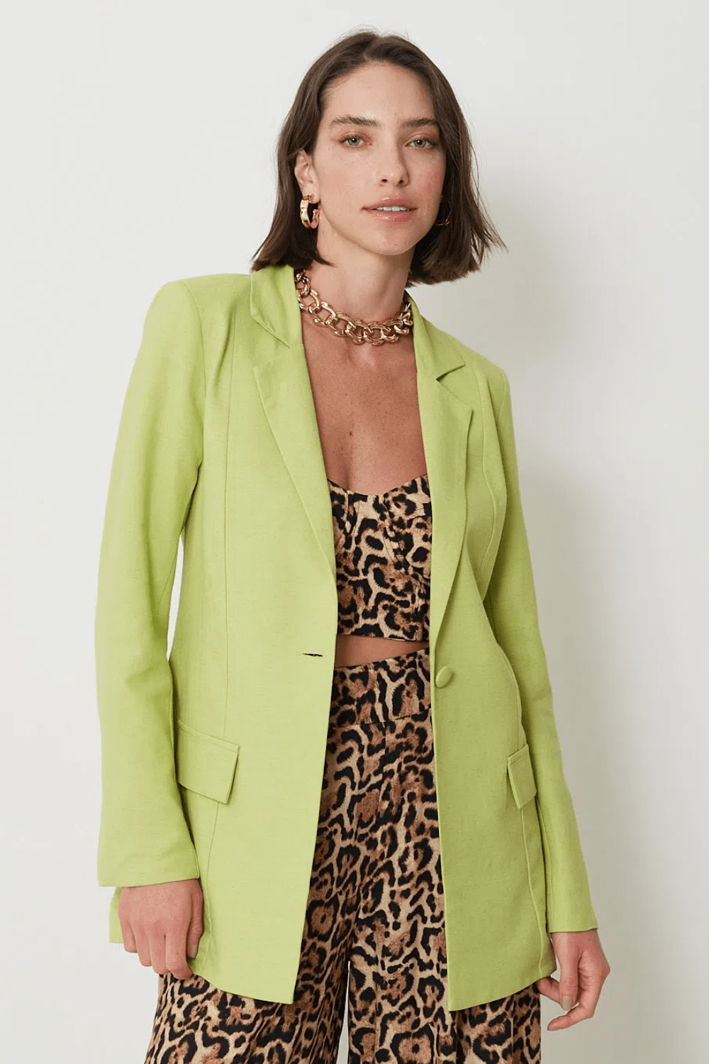 MOB - Blazer Manga Longa Fechamento Único Verde